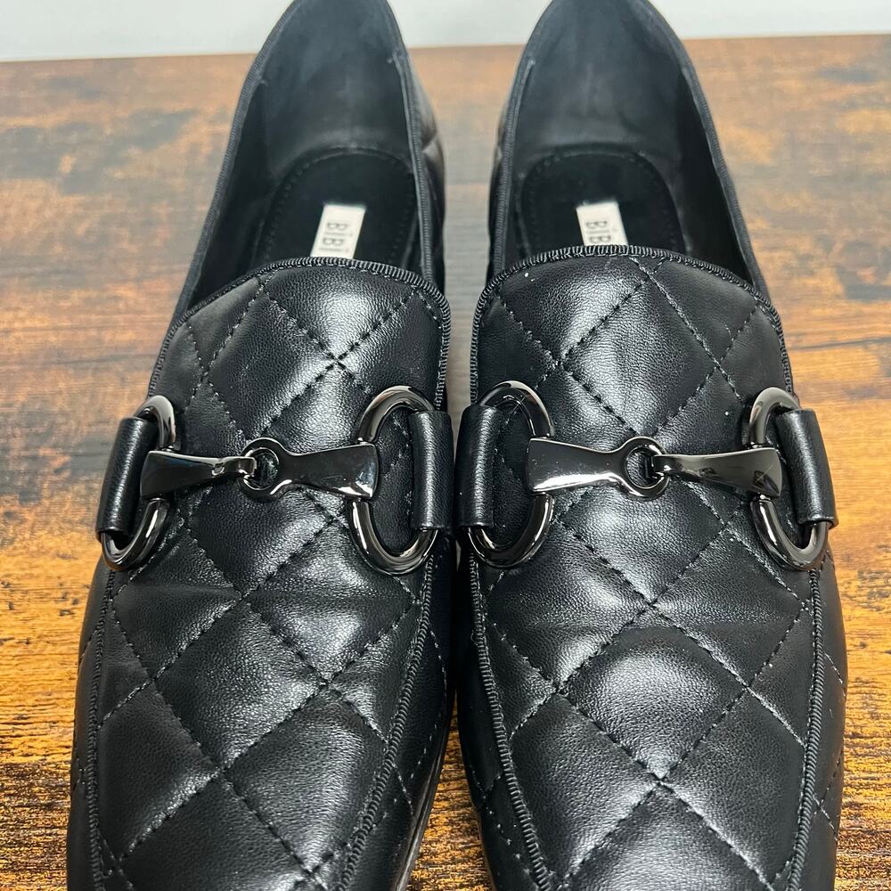 Bibi Lou Anthropologie Black Quilted Leather Loafers Sz 40 Old Money Minimalist - Picture 4 of 11